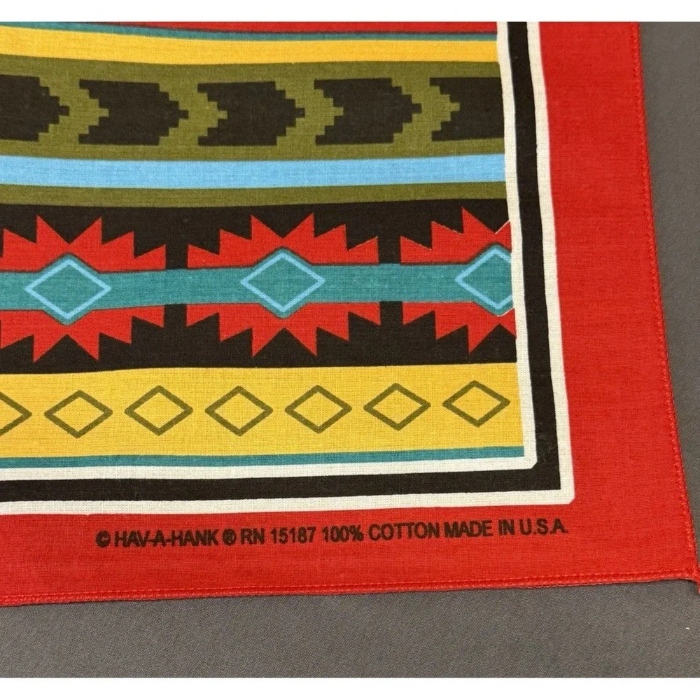 Hav-a-Hank Southwest Aztec Theme Bandana Red Made in USA Pack of 3